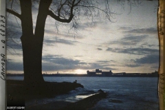 Canada, St Lambert, Coucher de Soleil s/ Montréal et St Laurent pris par les Glaces