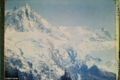 France, Les Alpes -Vallée de Chamonix Soleil couchant s/ l'aige du Midi et le Glacier des Bossons